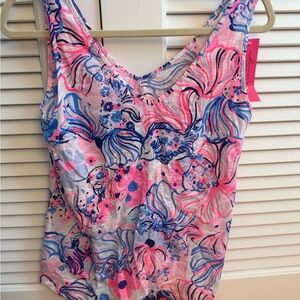Lilly Pulitzer Gigi Top in Bright Pink and Blue